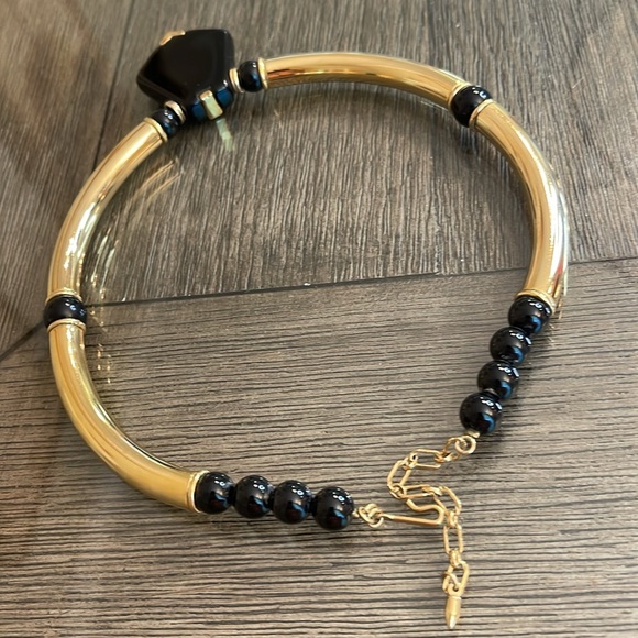 Vintage 1987 Avon “Modern Elegance” Black & Gold Tubular Necklace - Picture 6 of 16
